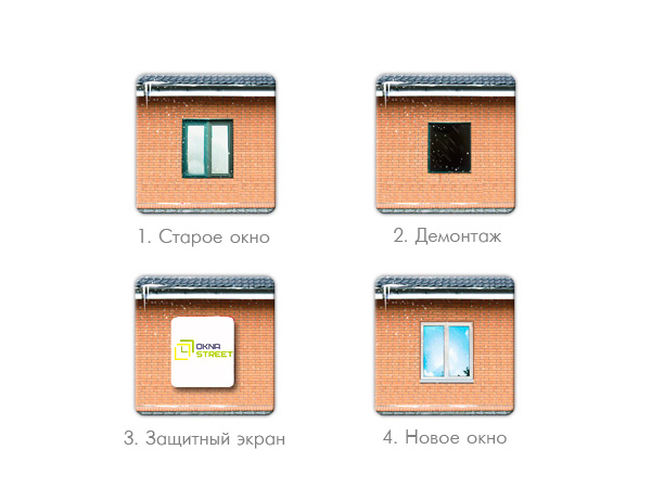 Зимняя установка окон с использованием защитного экрана